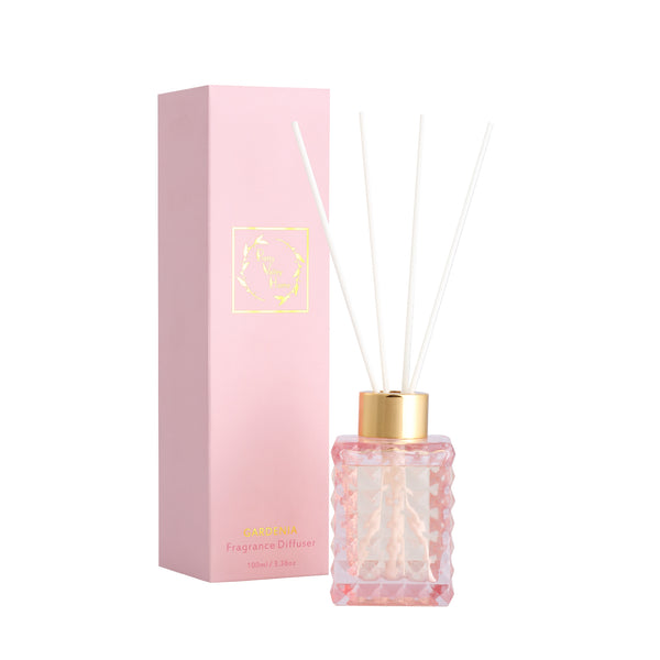 Elegant Cut Glass Pink Reed Diffuser Gardenia 100ml