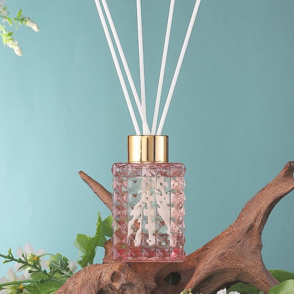 Elegant Cut Glass Pink Reed Diffuser Gardenia 100ml